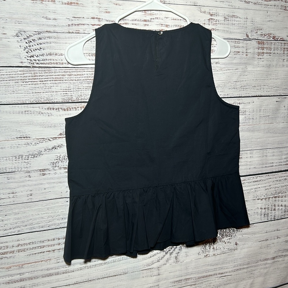 Madewell Embroidered Sleeveless Peplum Black Tank Top Small - Picture 15 of 16